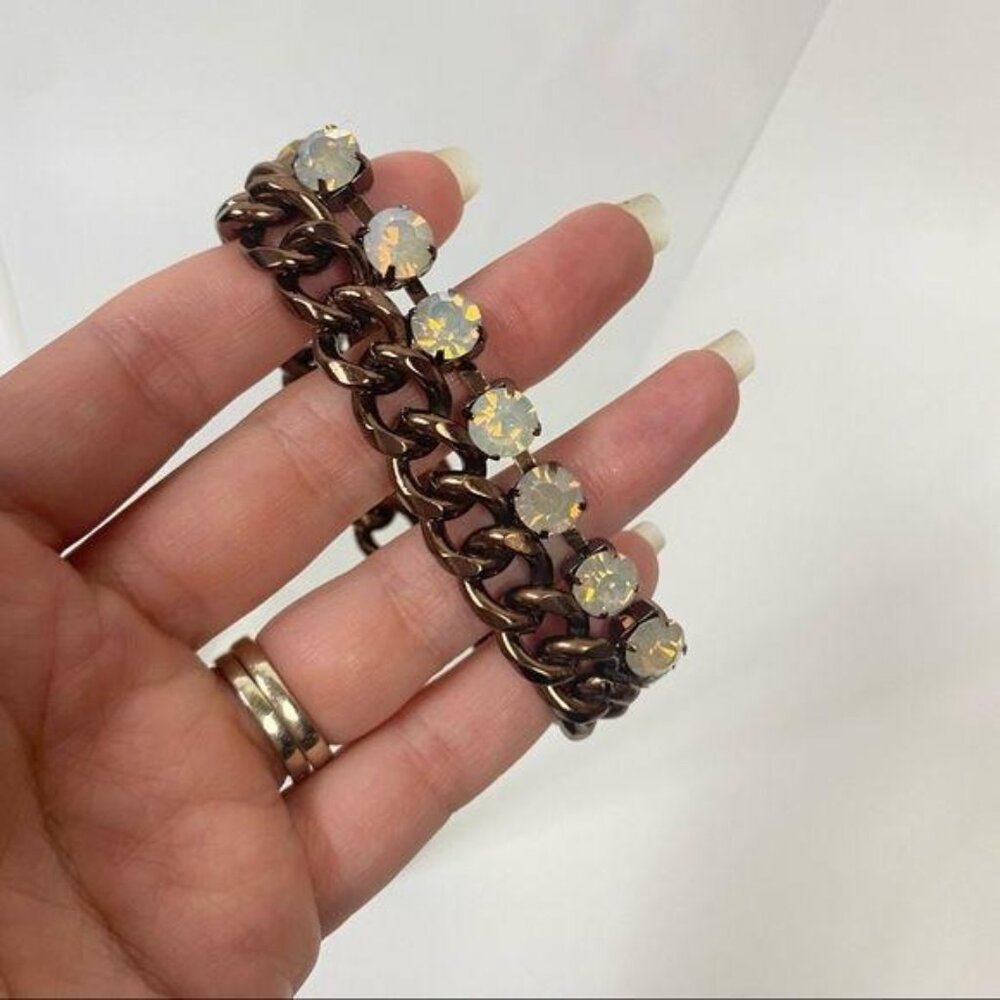Chico's Bronze Chain w/Opalescent Stone Bracelet